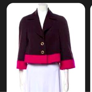 Escada y2k jacket vintage cropped brown pink color block designer luxury spring